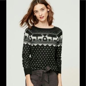 NWOT Loft Reindeer Fairisle Sweater